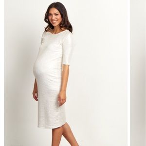 Pinkblush White shimmer fitted maternity dress
